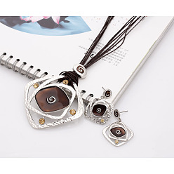 Верблюжий Комплекты из ромбовидных эмалевых серег-гвоздиков и ожерелий с подвесками, верблюжие, 450~460 мм