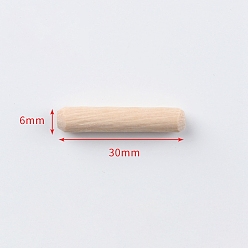 Античный Белый Деревянные рифленые штифты Schima, старинный белый, 30x6 мм