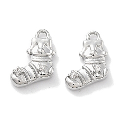 Платина Подвески из прозрачного кубического циркония с микропейвом, без кадмия, без никеля и без свинца, обуви, платина, 10x9x3 мм, отверстие : 1.4 мм