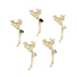Light Gold Стойки обшивки кулон сплава, со стеклом, долговечный, без свинца и без кадмия, лист, золотой свет, 42x19x5 мм, отверстие : 1.8 мм