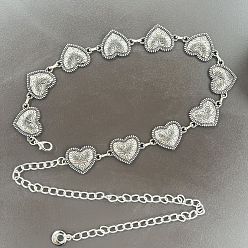 Античное Серебро Цепочки на талию и живот в тибетском стиле с тиснением в виде цветочных сердечек для женщин, античное серебро, 540 мм