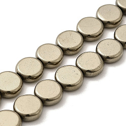 Светло-Золотое Покрытие Гальванические нити из синтетических немагнитных гематитовых бусин, плоско-круглые, свет позолоченные, 7x2.5 мм, отверстие : 0.8 мм, около 55 шт / нитка, 15.94'' (40.5 см)