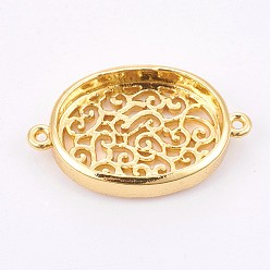 Золотой Латуни кабошон параметры соединителя, долговечный, овальные, золотые, лоток : 12x16 мм, 14x22x4 мм, отверстие : 0.8 мм
