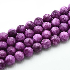 Фиолетовый Природного кварца нитей бисера, окрашенные, круглые, имитация лепидолита/фиолетовой слюды, фиолетовые, 10~10.5 мм, отверстие : 1~1.2 мм, около 37~38 шт / нитка, 14.76~15.16 дюйм (37.5~38.5 см)