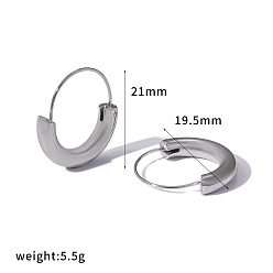 Couleur Acier Inoxydable 304 créoles en acier inoxydable pour femme, couleur inox, 21x19.5mm