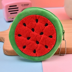 Watermelon Fruit Pattern Plush Wallet Pocket, Coin Purse with Zipper, Mini Pouch Purse, Watermelon Pattern, 12x1cm