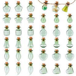 Mixed Shapes 33Pcs 11 Styles Glass Cork Bottles Ornament, Glass Empty Wishing Bottles, DIY Vials for Pendant Decorations, Mixed Shapes, 26.5~34x13~22x11~17mm, 3pcs/style