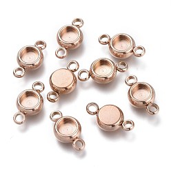 Розовое Золото Ионное покрытие (ip) 304 настройки кабошона из нержавеющей стали, плоско-круглые, розовое золото , лоток : 4 мм, 12x6.5x2.8 мм, отверстие : 1.6 мм