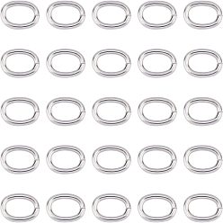 Нержавеющая Сталь Цвет 304 из нержавеющей стали открыты кольца прыжок, овальные, цвет нержавеющей стали, 8x6x1.2 мм, 16 датчик, внутренний диаметр: 5.5x3.5 мм