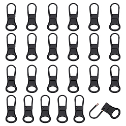 Черный 24 шт. съемных слайдеров из сплава на молнии, чёрные, 27x10.5x3 мм, отверстие : 10x6 мм