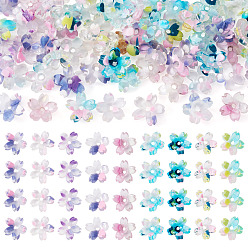 (52) Непрозрачная лаванда 60шт 2 цвета прозрачные акриловые колпачки для бусин, цветок, разноцветные, 10.5x11x4.5 мм, отверстие : 1.4 мм, 30 шт / цвет