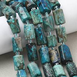 Хризоколла и Лазурит Натуральные бусы из хризоколлы и лазурита, колонка, граненые, с бисером, 10~13x6.5~9 мм, отверстие : 1.2 мм, около 28 шт / нитка, 15.75 дюйм (40 см)