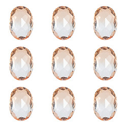 Светло-Персиковый Заостренные заднее стекло горный хрусталь кабошоны, имитация турмалина, граненые, овальные, светлый персик, 14x10x6 мм, 24 шт / коробка