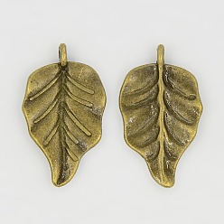Античная Бронза Сплавочные подвески тибетского стиля, без свинца и без кадмия, лист, античная бронза, 32x18x2 мм, отверстие : 2 мм, без свинца и без кадмия