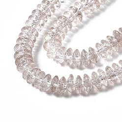 Розово-Коричневый Стеклянные бусины кракле , окрашенная и подогревом, рондель, розово-коричневый, 6x3.5 мм, отверстие : 1.2 мм, около 147 шт / нитка, 15.23 дюйм (38.7 см)