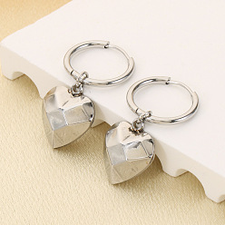 Нержавеющая Сталь Цвет День святого Валентина 304 Серьги-кольца из нержавеющей стали, сердце, цвет нержавеющей стали, 29 мм