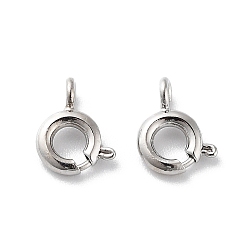 Платинированный Латунная застежка пружинного кольца, Реальная платина, 7.5x5x1.5 мм, отверстие : 1.2 мм