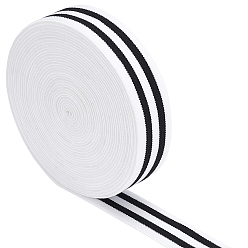 Black Flat Elastic Rubber Cord/Band, Webbing Garment Sewing Accessories, Black & White, 25mm