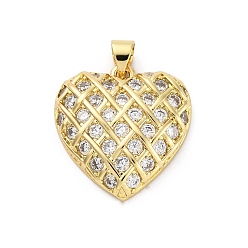Сердце Латунные микро проложить кубического циркония подвески, сердце прелести, стойки покрытие, прочное покрытие, без кадмия и без свинца, сердце, 21.5x20.5x5.5 мм, отверстие : 5x3.5 мм