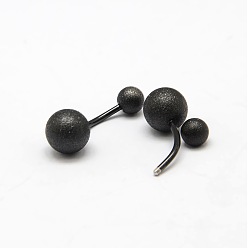 Metallgrau Strukturierte gebogene Langhantel 316l Bauchnabelringe aus chirurgischem Edelstahl, Nabel Ringe, Metallgrau, 23 mm, Stangenlänge: 7/16"(11mm), Stift: 1.5 mm