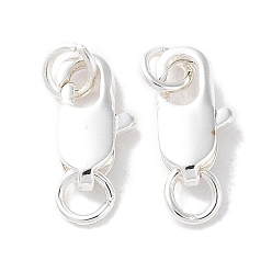 Серебро Стойки обшивки латунь когтя омара застежками, с прыжковых колец, долговечный, без свинца и без кадмия, серебряные, 10x5x2 мм, отверстие : 2.8 мм