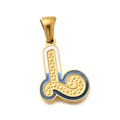 Letter L 304 подвески из нержавеющей стали, с эмалью, ионное покрытие (ip), лазерная резка, реальный 18 k позолоченный, Письмо L, 17.5x13.5x1.5 мм, отверстие : 5.5x2.5 мм