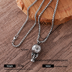 Trophy 304 Stainless Steel Sports Pendant Necklaces for Men, Stainless Steel Color, Tarnish Free, Trophy, 23.62 inch(60cm)