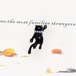 Черный 10шт. подвески-соединители из сплава, окрашенные в печной краской, кошка, чёрные, 29x10 мм