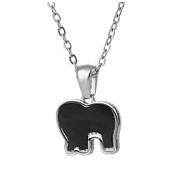 Нержавеющая Сталь Цвет Элегантные двухсторонние подвески в виде слонов из нержавеющей стали и смолы для женщин, черный и красный, цвет нержавеющей стали, 17.72 дюйм (45 см)