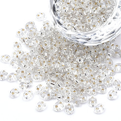 Clear Luster Czech Glass Seed Beads, Silver Lined, 2-Hole, Oval, Clear, 5x3.5x2.5mm, Hole: 0.9mm, about 500g/bag