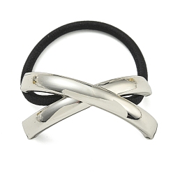 Платина Резинки для волос, держатель для хвоста из сплава крест-накрест, аксессуары для волос для женщин и девочек, платина, внутренний диаметр: 51 мм, Кулон : 24x57x9 мм