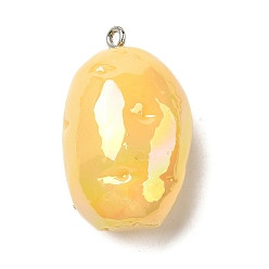 Potato Непрозрачные подвески смолы, с железной платиной петлей, AB цвет, картофель, 32.5x20x16 мм, отверстие : 2 мм