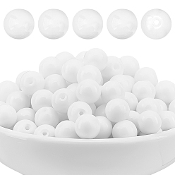 Белый 200 бусины лэмпворк ручной работы, имитация керамических бусин, круглые, белые, 8 мм, отверстие : 1.4 мм