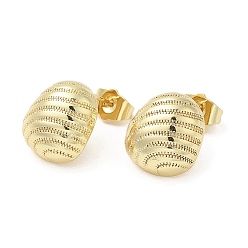 Golden Rack Plating Brass Stud Earrings, Lead Free & Cadmium Free, Long-Lasting Plated, Oval, Golden, 14.5x13.5mm