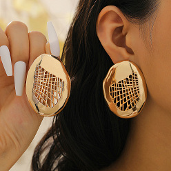 Oval Преувеличенные серьги-гвоздики из сплава, золотые, овальные, 50x38 мм