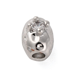 Платина Стойки обшивки латунь микро проложить кубического циркония бусы, без кадмия и без свинца, долговечный, cloumn, платина, 6x5 мм, отверстие : 1.6 мм