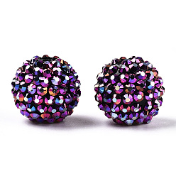 Dark Violet AB-Color Resin Rhinestone Beads, with Acrylic Round Beads Inside, for Bubblegum Jewelry, Dark Violet, 20x18mm, Hole: 2~2.5mm