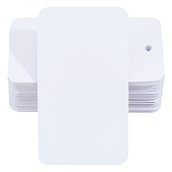 White 100Pcs PVC Plastic Blank Big Pendants, Rectangle, White, 70x40x0.5mm, Hole: 3mm