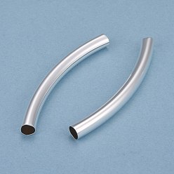 Посеребрённый Бисера латунной трубки, долговечный, изогнутые бусины, трубка, 925 серебро покрытием, 60x6 мм, отверстие : 5.5 мм