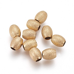 Golden Ion Plating(IP) 304 Stainless Steel Textured Beads, Oval, Golden, 6x5mm, Hole: 2.3mm