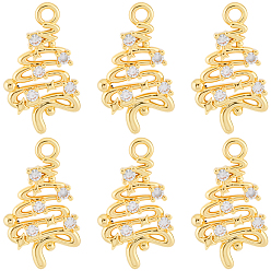 Настоящее золото 18K 14 кулоны из латуни с микрочастицами и кубическим цирконием., дерево, долговечный, без никеля , реальный 18 k позолоченный, 17x9.5~10x2 мм, отверстие : 1.4 мм, 14 шт / комплект