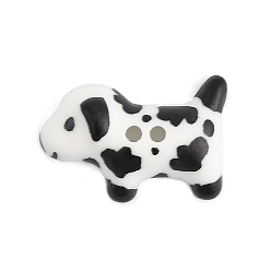 Черный Керамические пуговицы собака, 2-луночное, чёрные, 16x23.5x7 мм, отверстие : 1.8 мм