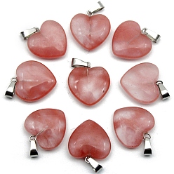 Вишневый Кварц Кулон из кварцевого стекла с вишней, сердцевидная, 20 мм