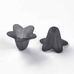 Gray Transparent Acrylic Beads, Frosted, Flower, Gray, 17.5x12mm, Hole: 1.5mm, about 770pcs/500g