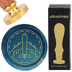 Airplane Латунная восковая печать с деревянной ручкой, для diy scrapbooking, самолет, 25 мм