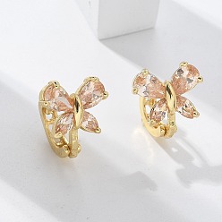 Настоящее золото 18K Латунные серьги обруча, с эмалью, без свинца и без кадмия, долговечный, стойки покрытие, бабочка, реальный 18 k позолоченный, 12x13 мм