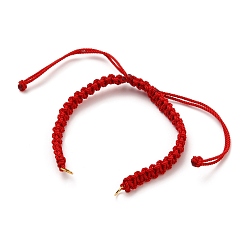 Dark Red Adjustable Braided Nylon Cord Bracelet Making, with 304 Stainless Steel Open Jump Rings, Golden, Dark Red, Single Chain Length: about 6-1/2 inch(16.5cm)