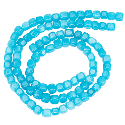 Deep Sky Blue Natural Quartz Beads Strands, Imitation Amazonite, Dyed, Faceted, Square, Deep Sky Blue, 8~9x7.5~8x6.5~7mm, Hole: 0.8mm, about 43~49pcs/strand, 14.76~14.96''(37.5~38cm)