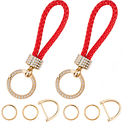 Красный 2Брелок из искусственной кожи и сплава со стразами, с отверткой, золотые, красные, 145x34x15 мм