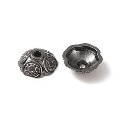 Bronze Coupelles de style tibétain , sans plomb et sans cadmium, gris anthracite, 9x4mm, Trou: 1mm, lf 0652 y.